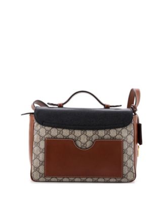 Small Padlock Front Pocket Flap Shoulder Bag GG Coated Canvas and Leather