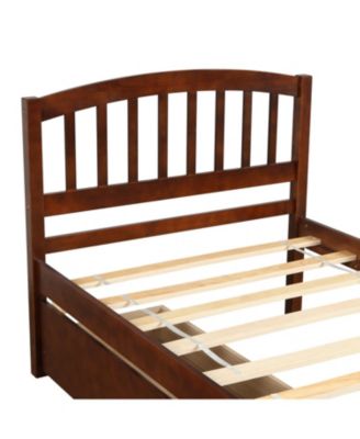 Twin Size  Wood Platform Storage Bed with Two Drawers Headboard and Reinforced Slats