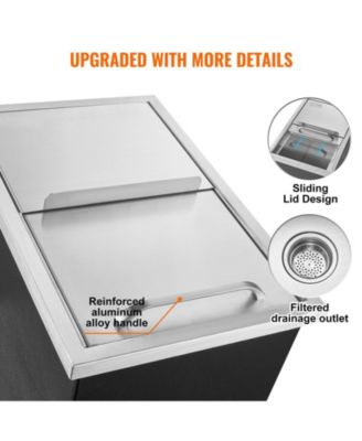 18 x 12 x 14.5 Inch Drop-In Stainless Steel Ice Chest, 40.9 Qt with Sliding Lid