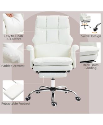 Executive PU Leather Office Chair with Footrest and Recline