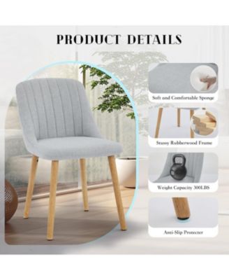 Dining Chairs Set of 4, Upholstered Fabric Chairs with Curved Back & Oak Legs