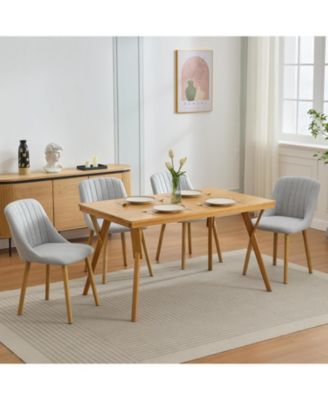 Dining Chairs Set of 6, Upholstered Fabric Chairs with Curved Back