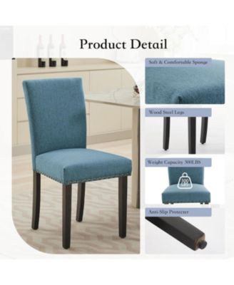 Parsons Dining Chairs Set of 2, Upholstered Fabric Chairs with Nailhead Trim