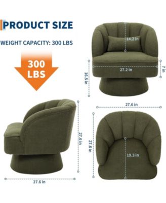 Modern 360° Swivel Barrel Accent Chair, Teddy Fabric