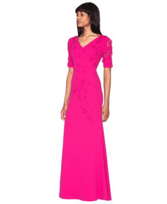 cut out wedding guest dress 3D Floral Lace V Neck Floor Length Bohemian Wedding Dress TN374 US14 / White