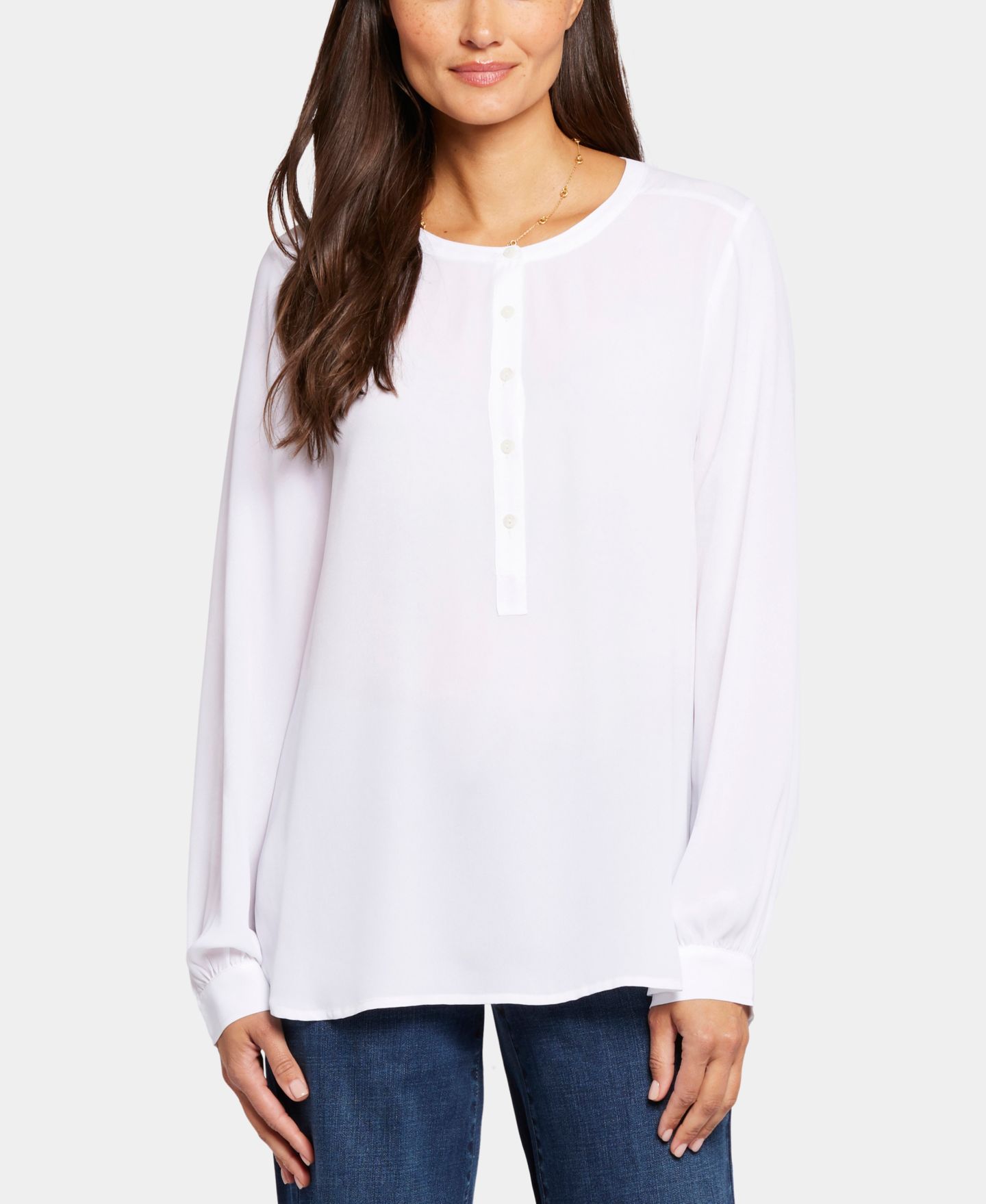 Женский топ NYDJ Simone Round-Neck, цвет: Оптический белый — фото 1