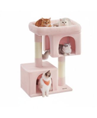 Cat Tree Tower with Large Perch 2 Caves Scratching Posts Sturdy Stable