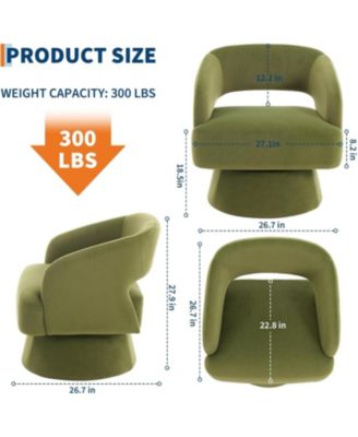 Modern Swivel Barrel Accent Chair,360 Upholstered Armchair with Striped Backrest and Plush Padding,Comfy Round Lounge Chair