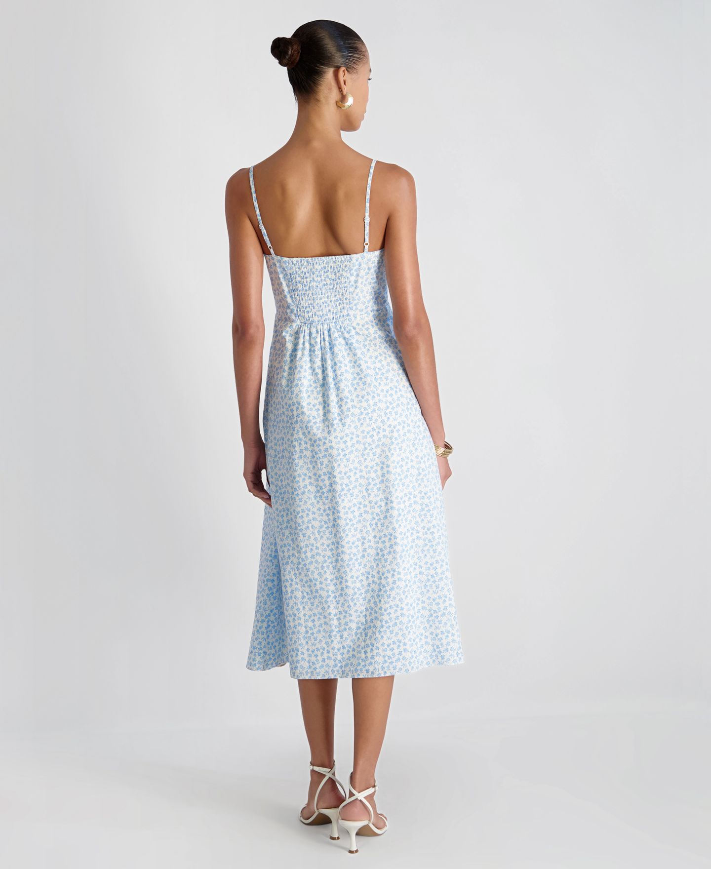 Женское платье French Connection Floral Print Midi, цвет: Белый / Синий — фото 5