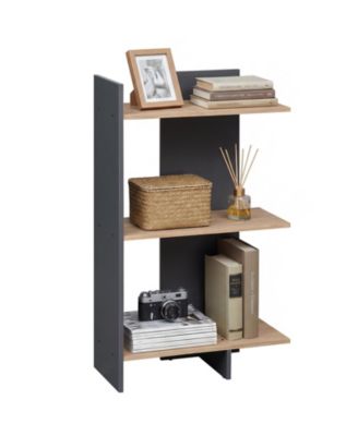 3 Tier Wood Bookcase with Anti Tip Safety Kit Storage Shelf
