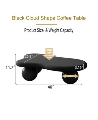 Cloud Shaped Coffee Table - Sturdy MDF Center Table with 3 Ball Legs, Modern Low Accent Table for Small Space