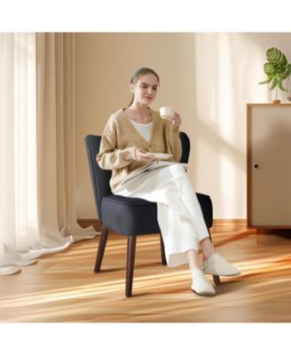 Modern Velvet Accent Chair with Wood Legs