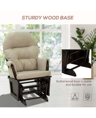 Nursery Glider Rocking Chair with Ottoman and Thick Padded Cushion