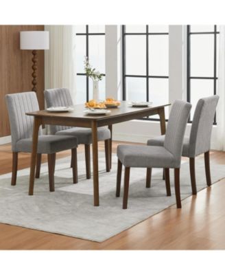 Parsons Button Tufted Dining Chairs Set of 4, Upholstered Fabric Chairs with Wood Legs, Vertical Stripe