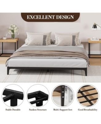 Heavy Duty Metal Bed Frame with Under Bed Storage, Steel Slat Support, Anti-Slip, No Box Spring, Queen
