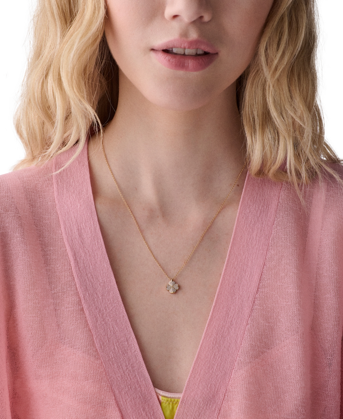 kate spade new york Gold Plated Flower Pave Mini Pendant Necklace