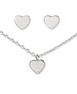 Gold Plated Mini Heart Pendant and Earrings Set