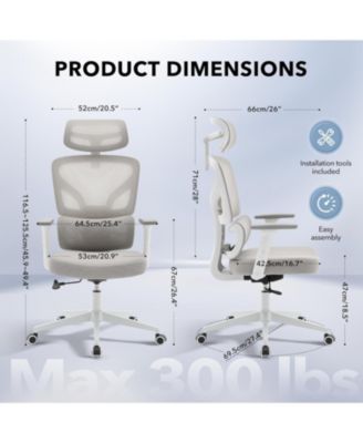 Ergonomic Office Chair with Adjustable Lumbar Support, High-Back Desk Chair with Headrest