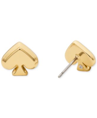 Gold-Tone Brass Spade Enamel Stud Earrings