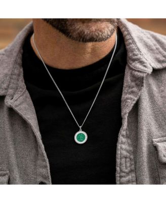 Men's St. Christopher Pendant Sterling Silver, 21" Micro Cuban Chain