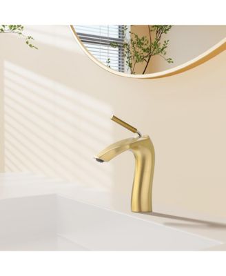Brushed Gold Single Handle Lavatory Basin Sink Faucet