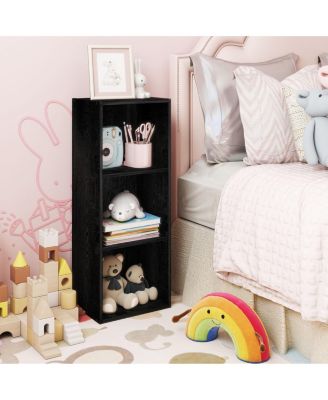 3 Cube Decorative Bookshelf Open Bookcase Toy Storage Organizer Horizontal Vertical, Black