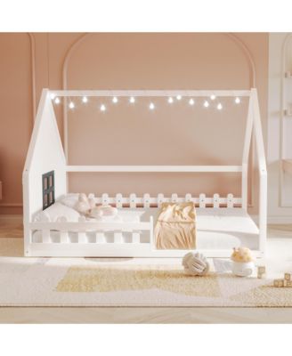 Full Size Wood House Bed Window Fence