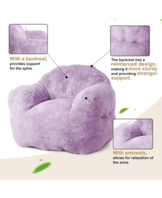 51" Fluffy Faux Fur Bean Bag Chair Cover with Filler, Machine Washable, Anti-Slip Storage Bag