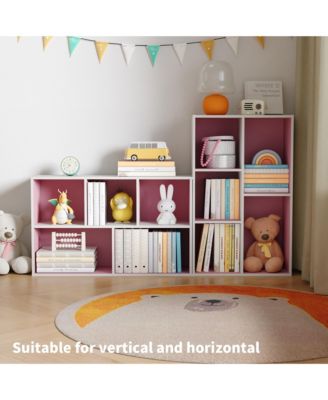 5 Cube Storage Bookshelf Kids Toy Organizer Horizontal Vertical, Pink