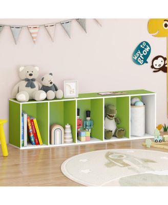 5 Cube Decorative Open Bookshelf Kids Toy Storage Organizer Horizontal Vertical, Green