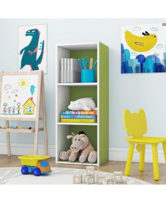 3 Cube Decorative Bookshelf Open Bookcase Toy Storage Organizer Horizontal Vertical, Green