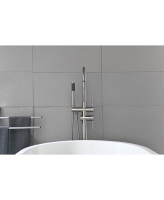 Floor Mounted Tub Faucet High Flow Freestanding Tub Filler Faucet with Handheld Shower Head and Swivel Spout