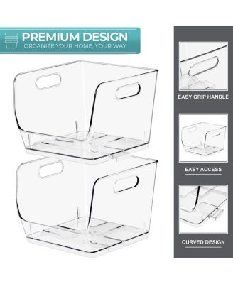 Medium Square Stackable Open Front Storage Bins - For Pantry, Kitchen and Home Organization