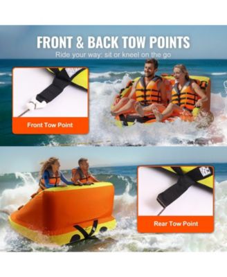 1-2 Rider Towable Boat Tube with Backrest and Nylon Cover