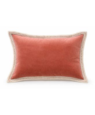 Solid Velvet Pick-Stitch Lumbar Decorative Pillow, 14" x 20"