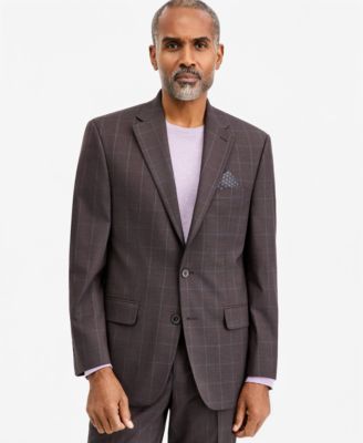 Men's Classic-Fit Brown & Blue Check Suit Separate Jacket