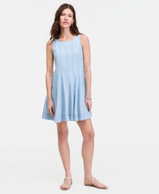 Women's Seamed Boat-Neck Sleevelss Mini Dress