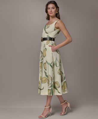 Petite Square-Neck Printed Dress