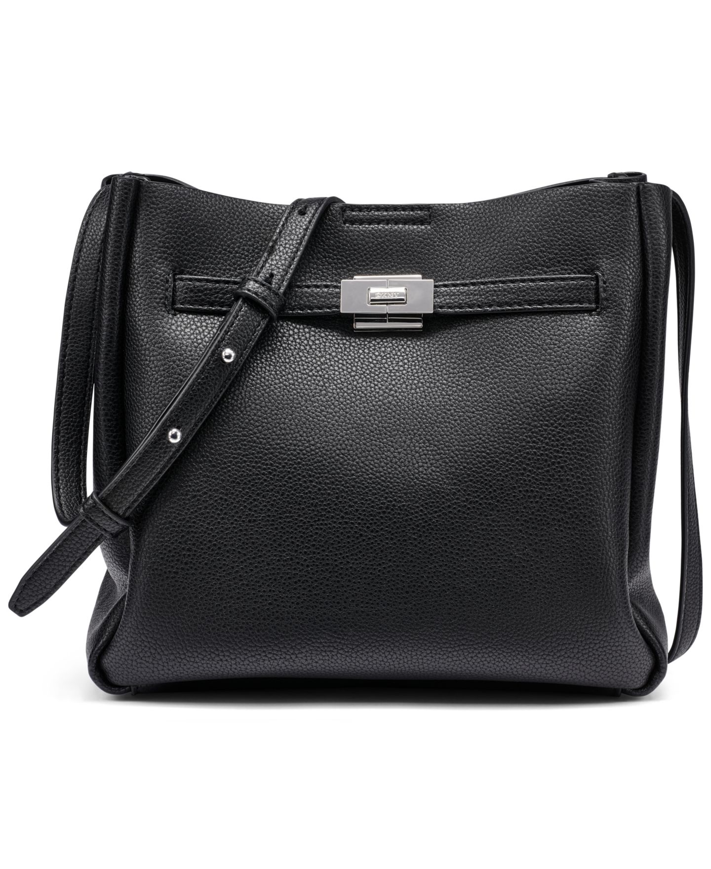 Женская сумка DKNY Bryar Polyurethane Small Crossbody Handbag, цвет: Чёрный / Серебряный — фото 1