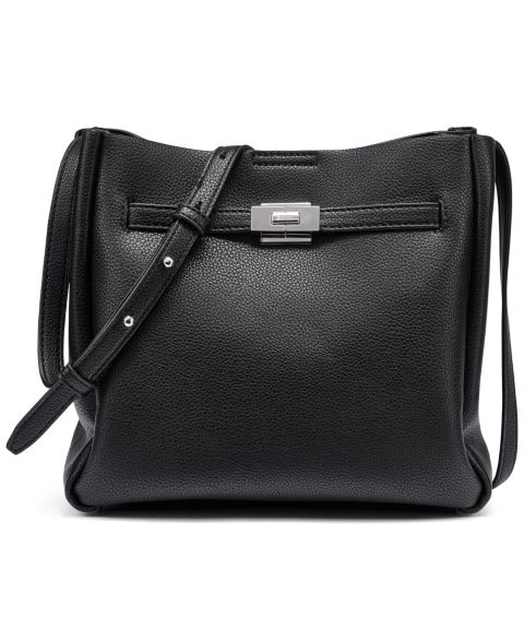 Женская сумка DKNY Bryar Polyurethane Small Crossbody Handbag, цвет: Чёрный / Серебряный