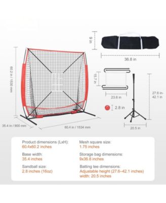 5 x 5 Ft Baseball Softball Practice Net with Bow Frame and Carry Bag