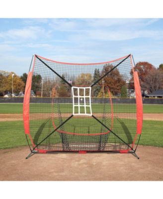 7 x 7 Ft Baseball Softball Practice Net with Bow Frame, Tee and Ball Collector