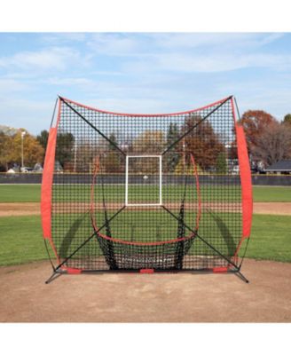 7 x 7 Ft Baseball Softball Practice Net with Bow Frame, Tee, 12 Balls and Ball Collector