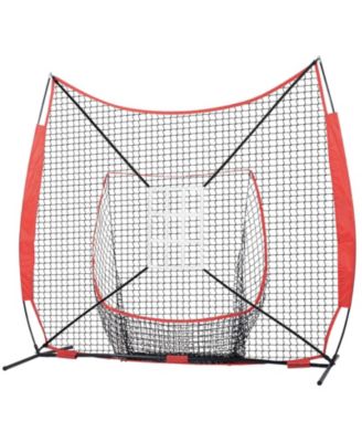 7 x 7 Ft Baseball Softball Practice Net with Bow Frame, Tee, 12 Balls and Ball Collector