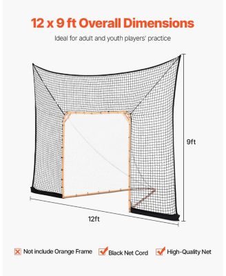 12 x 9 Ft Lacrosse Goal Backstop Net