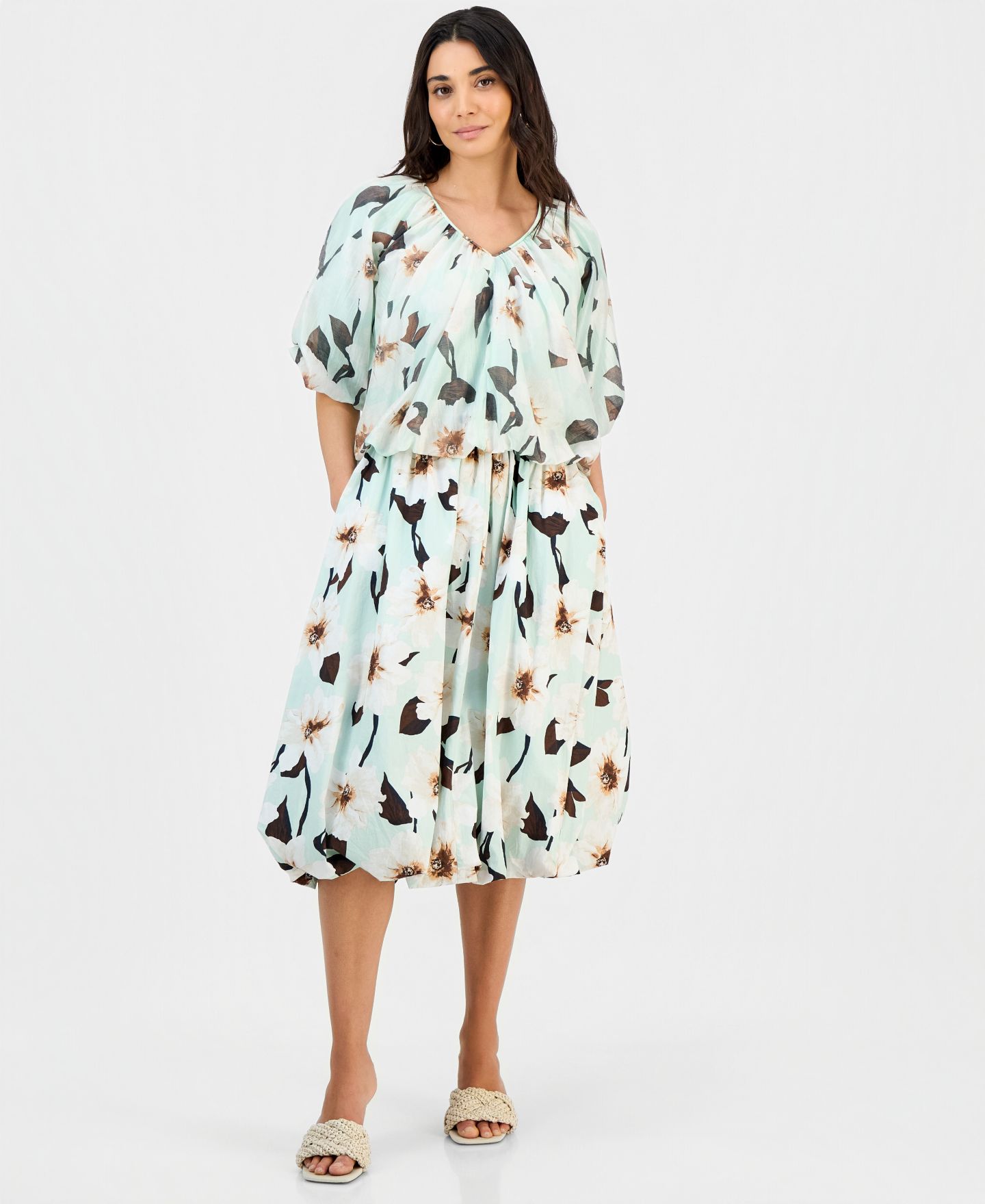 Женская блузка I.N.C. International Concepts Petite Puff-Sleeve Bubble Blouse, цвет: Kari Garden — фото 4