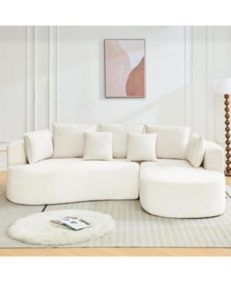 Sectional Cloud Modular Modern Curved Sofa with Chaise Lounge Chenille Fabric Convertible Compression Sleeper Sofa