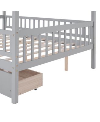 Wooden House Bed Two Drawers