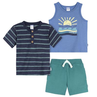 Baby Boys 3-Piece T-Shirts and Shorts, Stars and Stripes, 18 Months