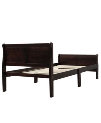 Wood Platform Sleigh Bed Frame with Headboard Footboard Wood Slat Support Mattress Foundation